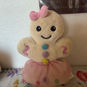 2Scoops Plush Gingerbread Doll with Pink Bow and Tulle Skirt